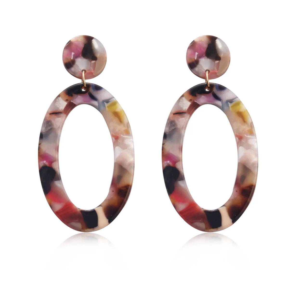 Vibrant Acrylic Tiered Open Oval Drop Earrings