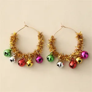 Vibrant Enamel & 18K Gold-Plated Tinsel Bells Hoop Earrings
