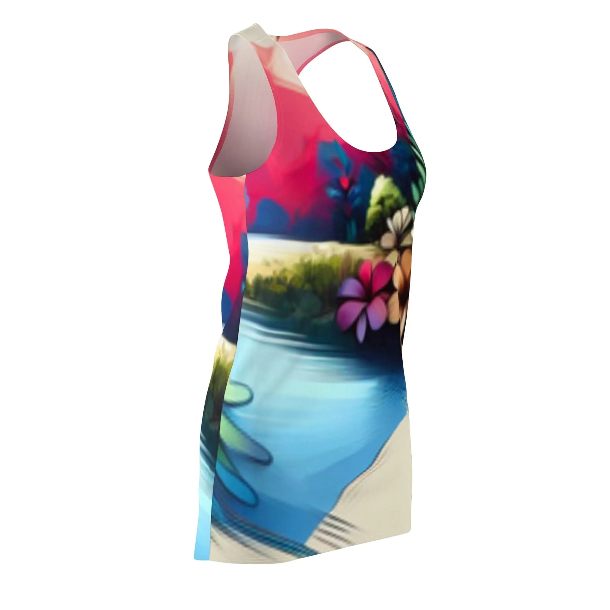 Vibrant Floral Racerback Dress - Perfect for Summer Celebrations