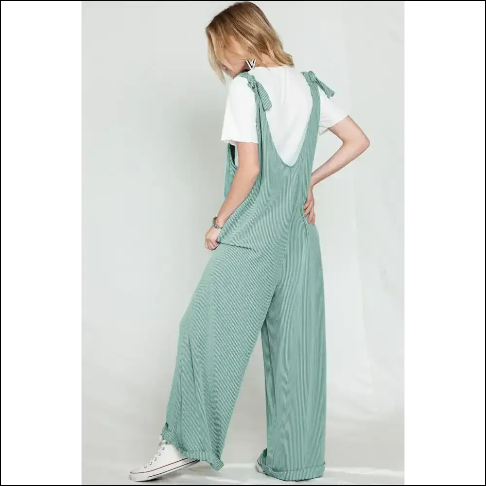 Vibrant Green Jumpsuit: Green Ribbed Wide Leg ! Needful Things