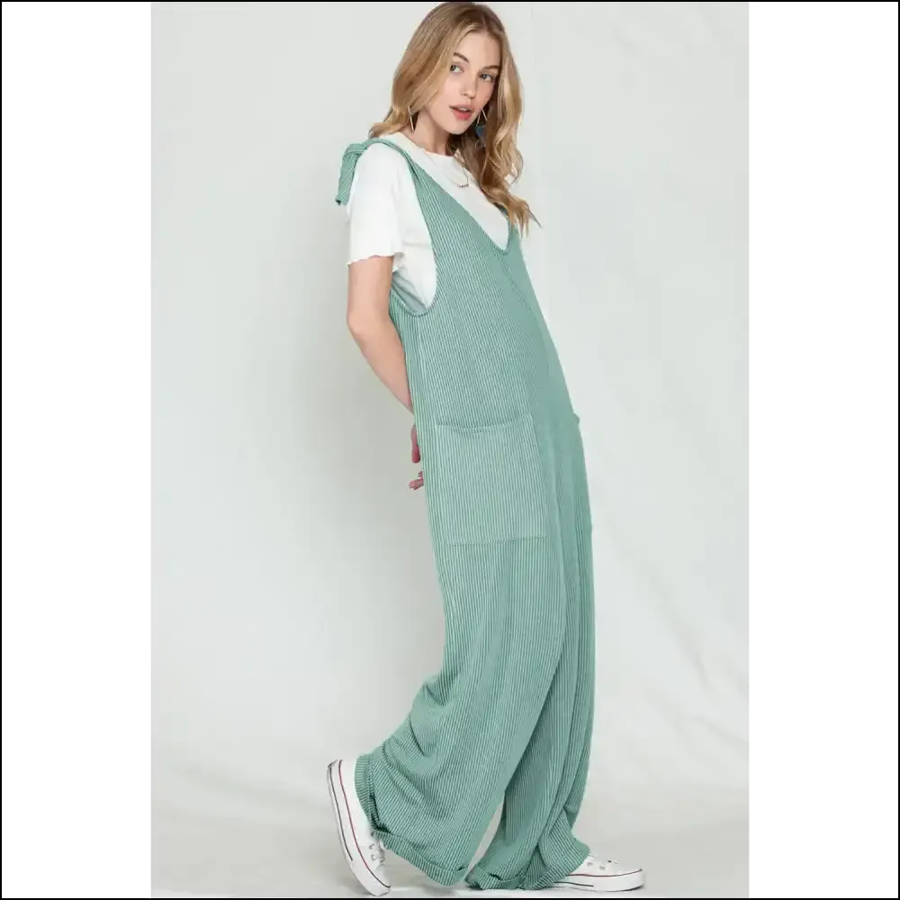 Vibrant Green Jumpsuit: Green Ribbed Wide Leg ! Needful Things