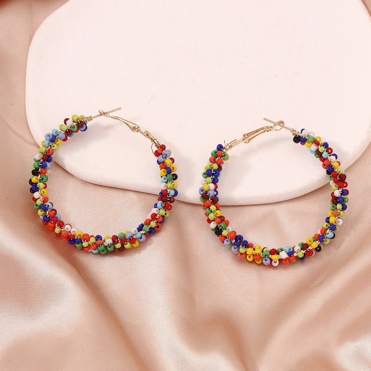 Vibrant Howlite & 18K Gold-Plated Beaded Hoop Earrings