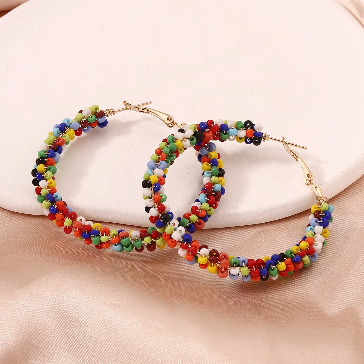 Vibrant Howlite & 18K Gold-Plated Beaded Hoop Earrings