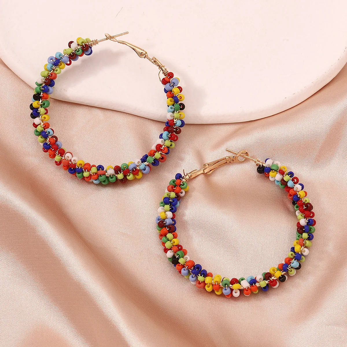 Vibrant Howlite & 18K Gold-Plated Beaded Hoop Earrings