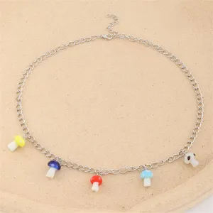 Vibrant Mushroom Station Pendant Necklace