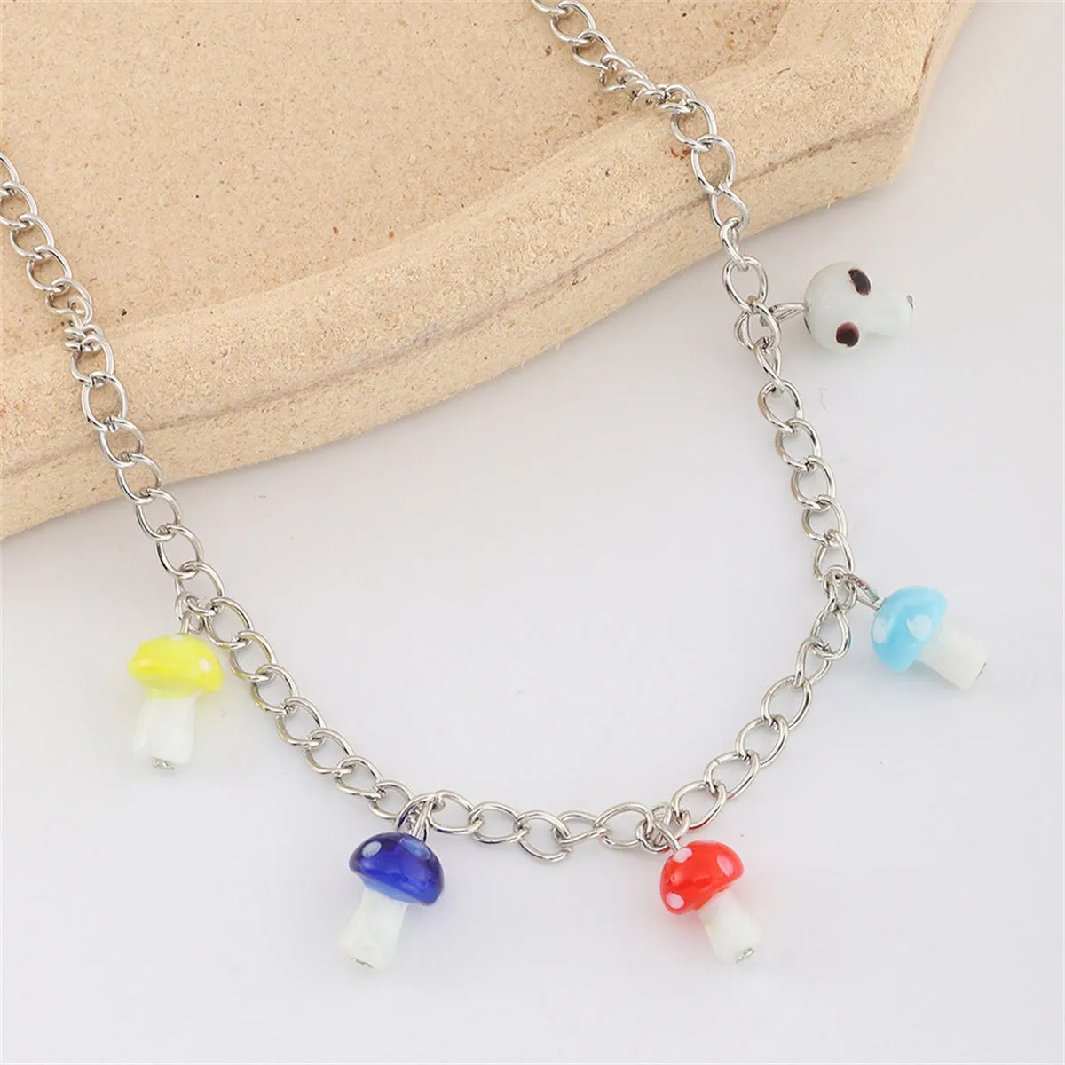 Vibrant Mushroom Station Pendant Necklace