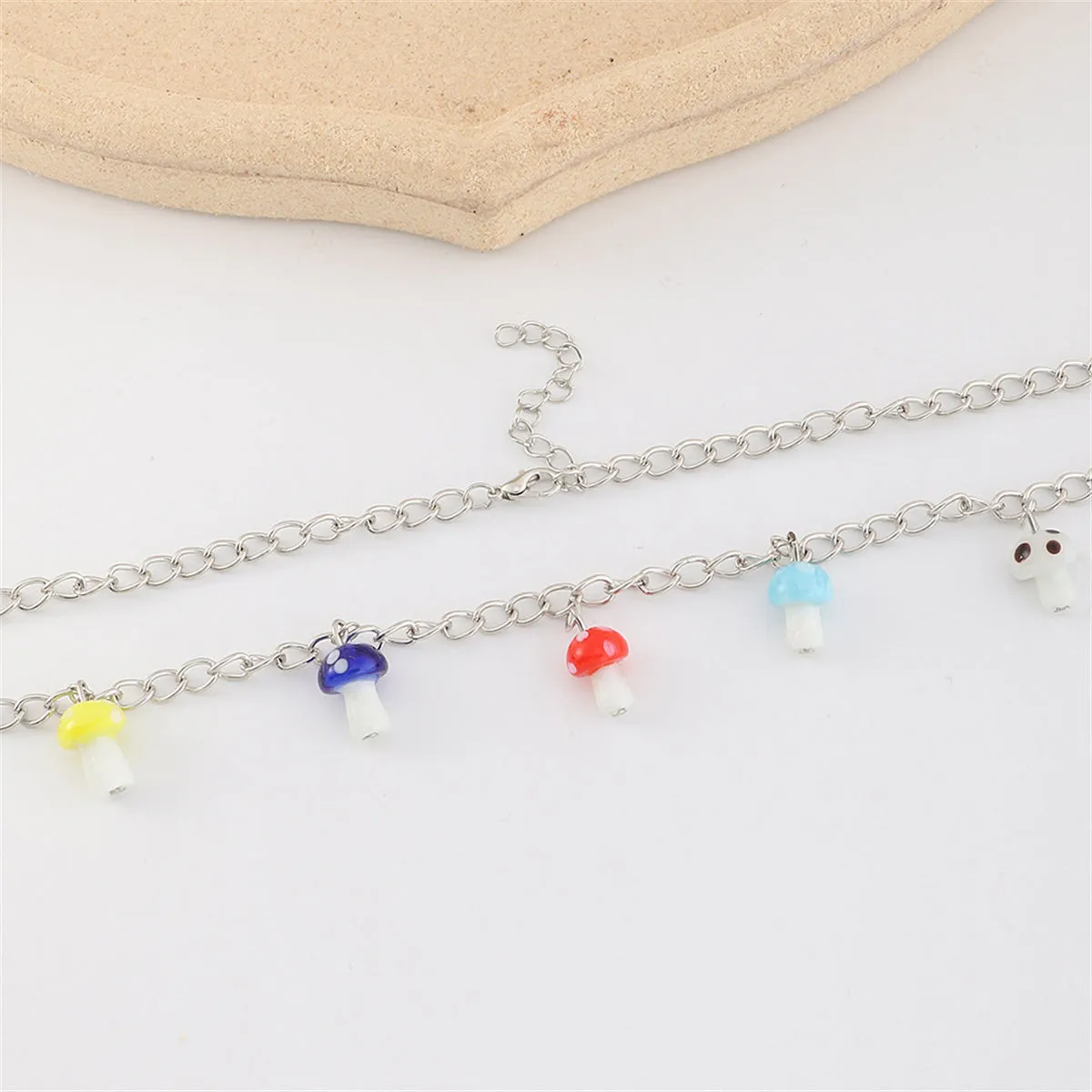 Vibrant Mushroom Station Pendant Necklace