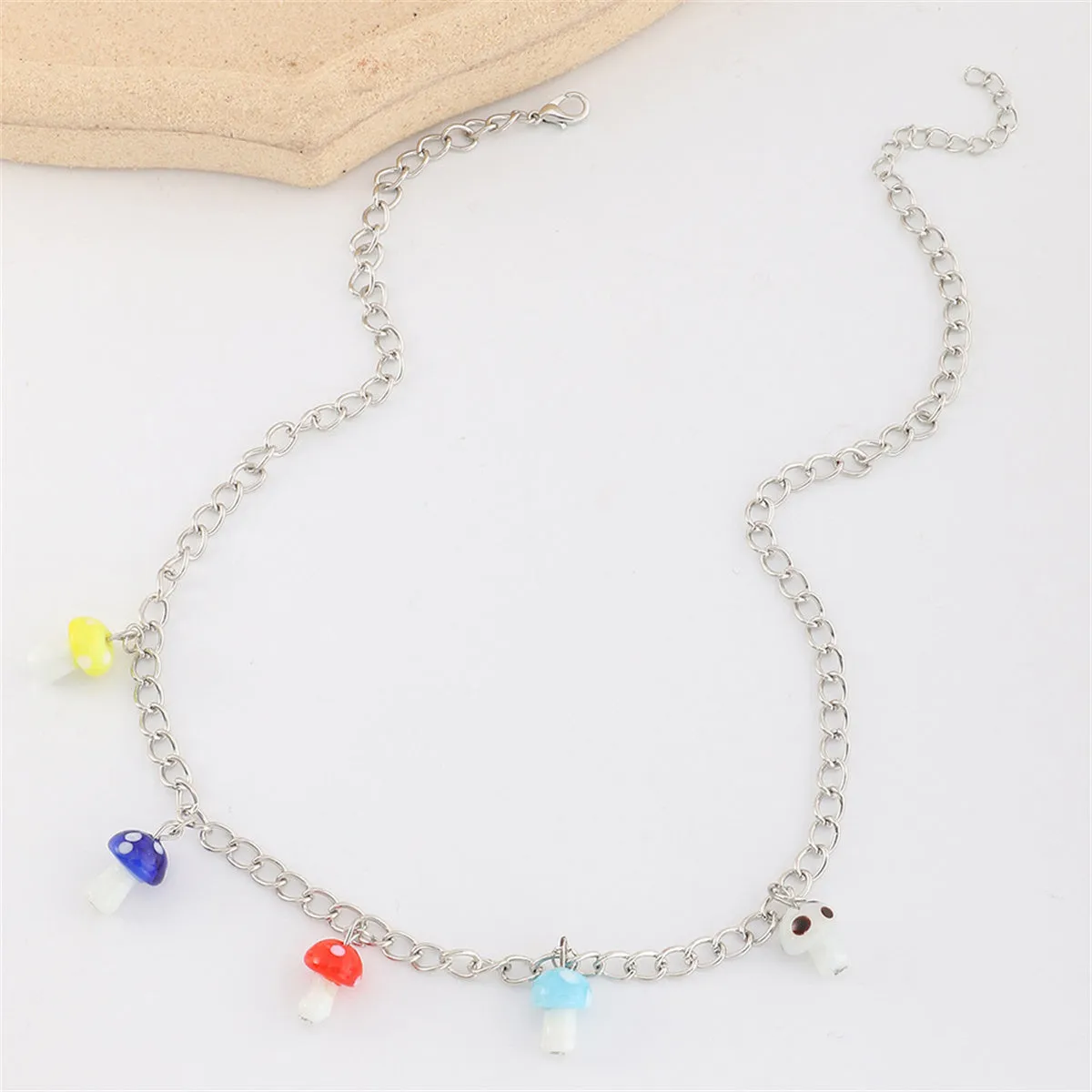 Vibrant Mushroom Station Pendant Necklace