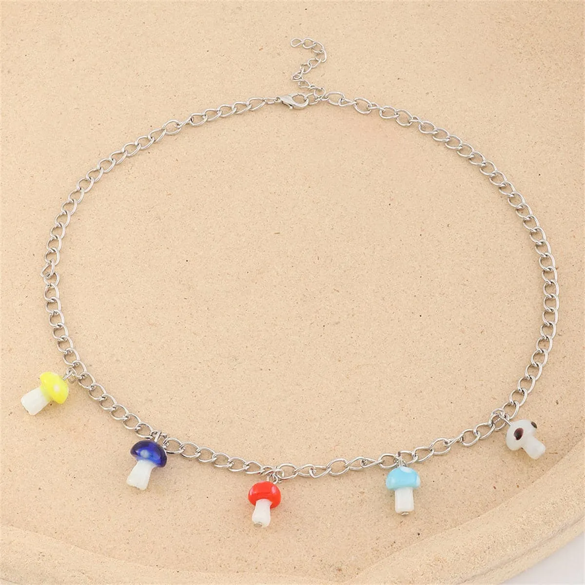 Vibrant Mushroom Station Pendant Necklace
