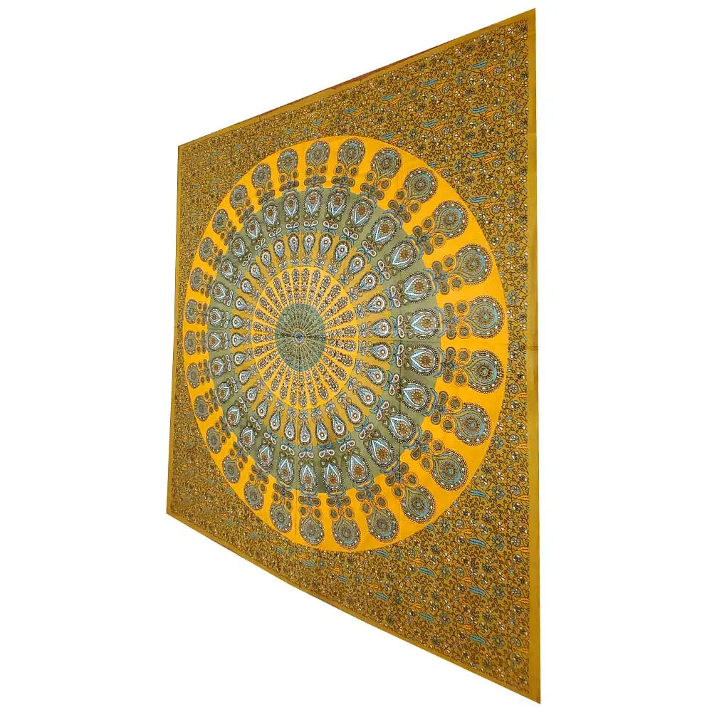 Vibrant Peacock Mandala Tapestry