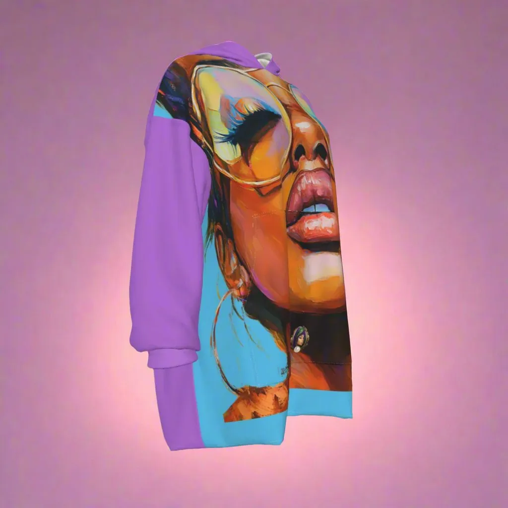 Vibrant Visionary Women's Sherpa Fleece Hoodie Blanket