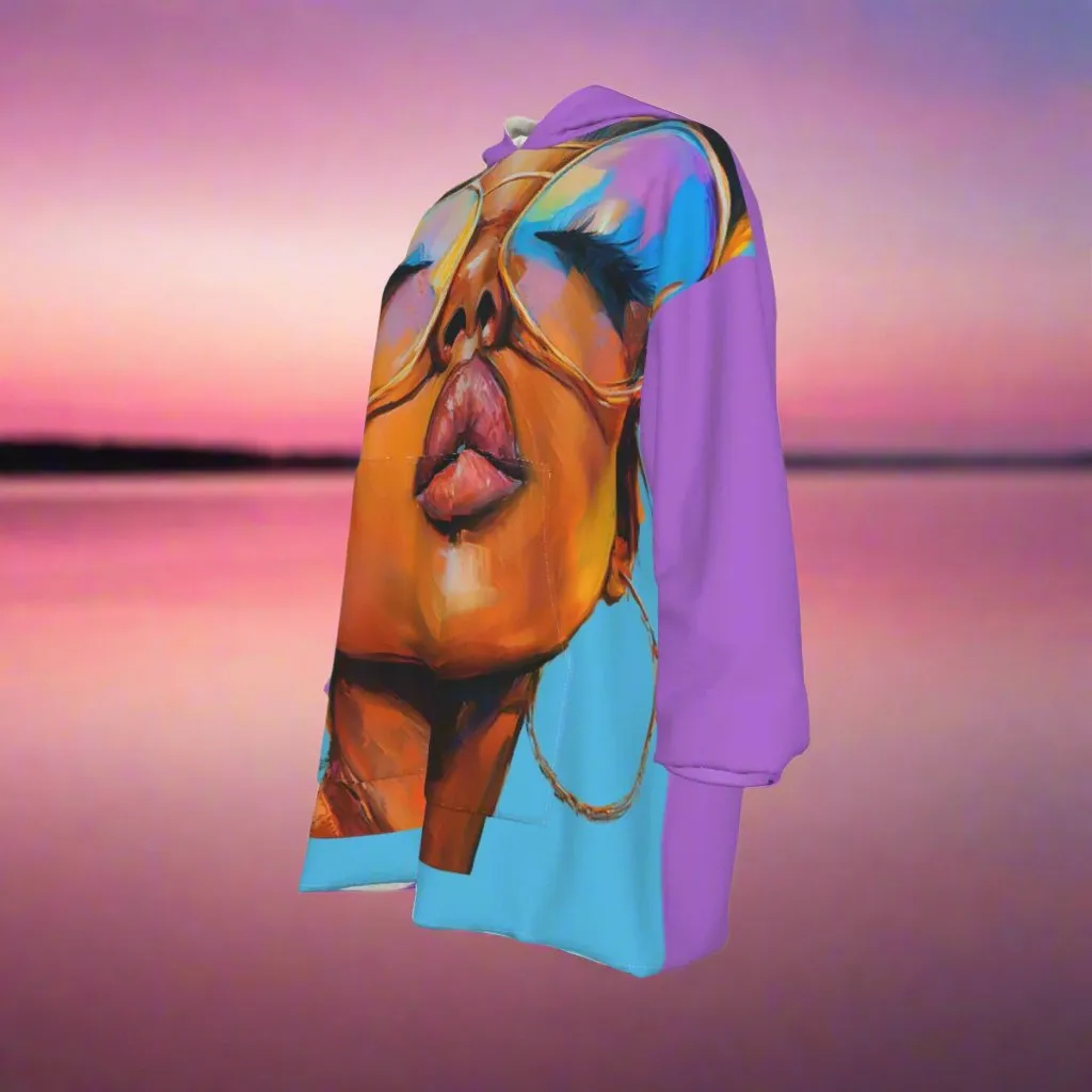 Vibrant Visionary Women's Sherpa Fleece Hoodie Blanket