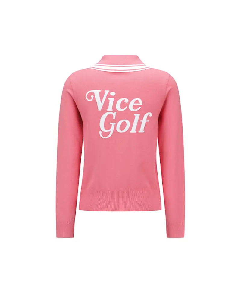 Vice Golf Atelier Women's Wide Collar Sweater - D/Pink