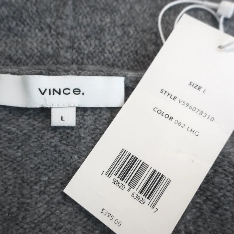 Vince Open Cardigan Light Grey Textured Knit Size Large Wide Sleeve Sweater NEW