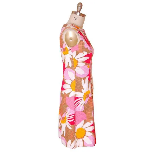 Vintage Cotton Hawaiian Print Sleeveless Dress 1960s 38-33-42 Ceeb of Miami