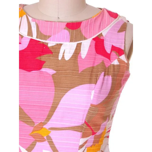 Vintage Cotton Hawaiian Print Sleeveless Dress 1960s 38-33-42 Ceeb of Miami