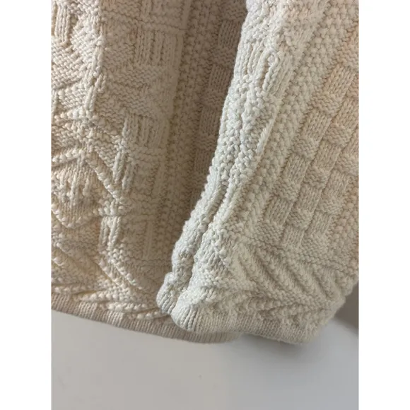 Vintage L.L.Bean Cream Cotton Knit Cardigan Sweater Size 2X