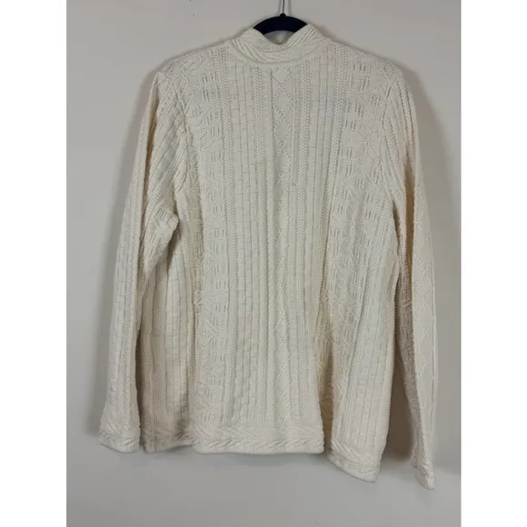 Vintage L.L.Bean Cream Cotton Knit Cardigan Sweater Size 2X