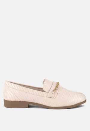 Vouse Low Block Loafers Adorned With Golden Chain By Ruw