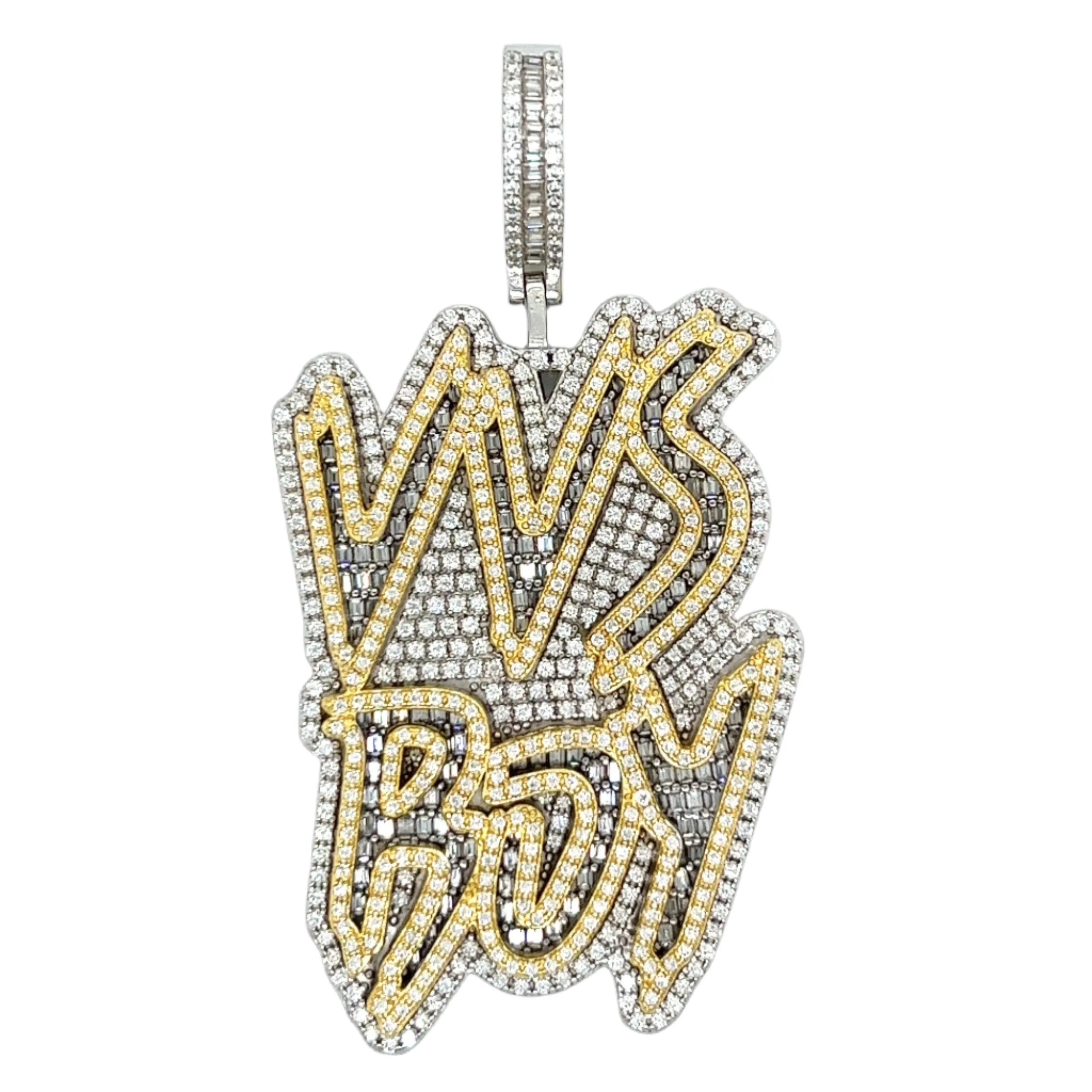 VVS Boy Lab-Created Moissanite Sterling Silver Charm Pendant - M414089