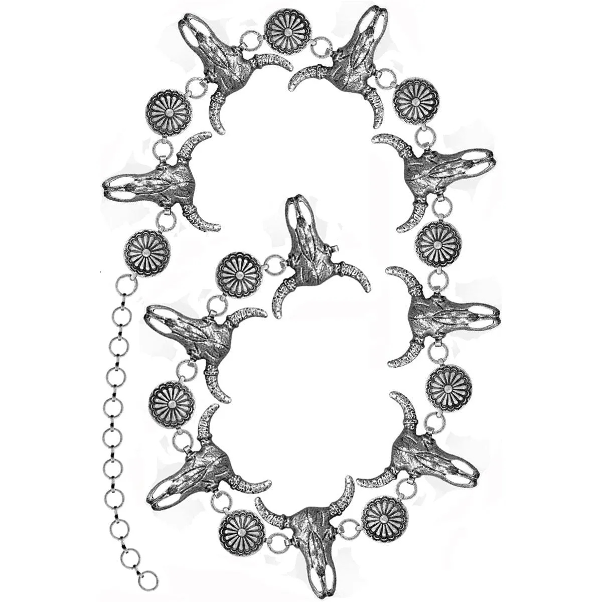 Western Oncho Flower Steerhead Chain Belt