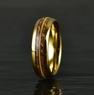 Whiskey Strings - Whiskey Barrel Guitar String Yellow Tungsten- Women's Wedding Band 4MM