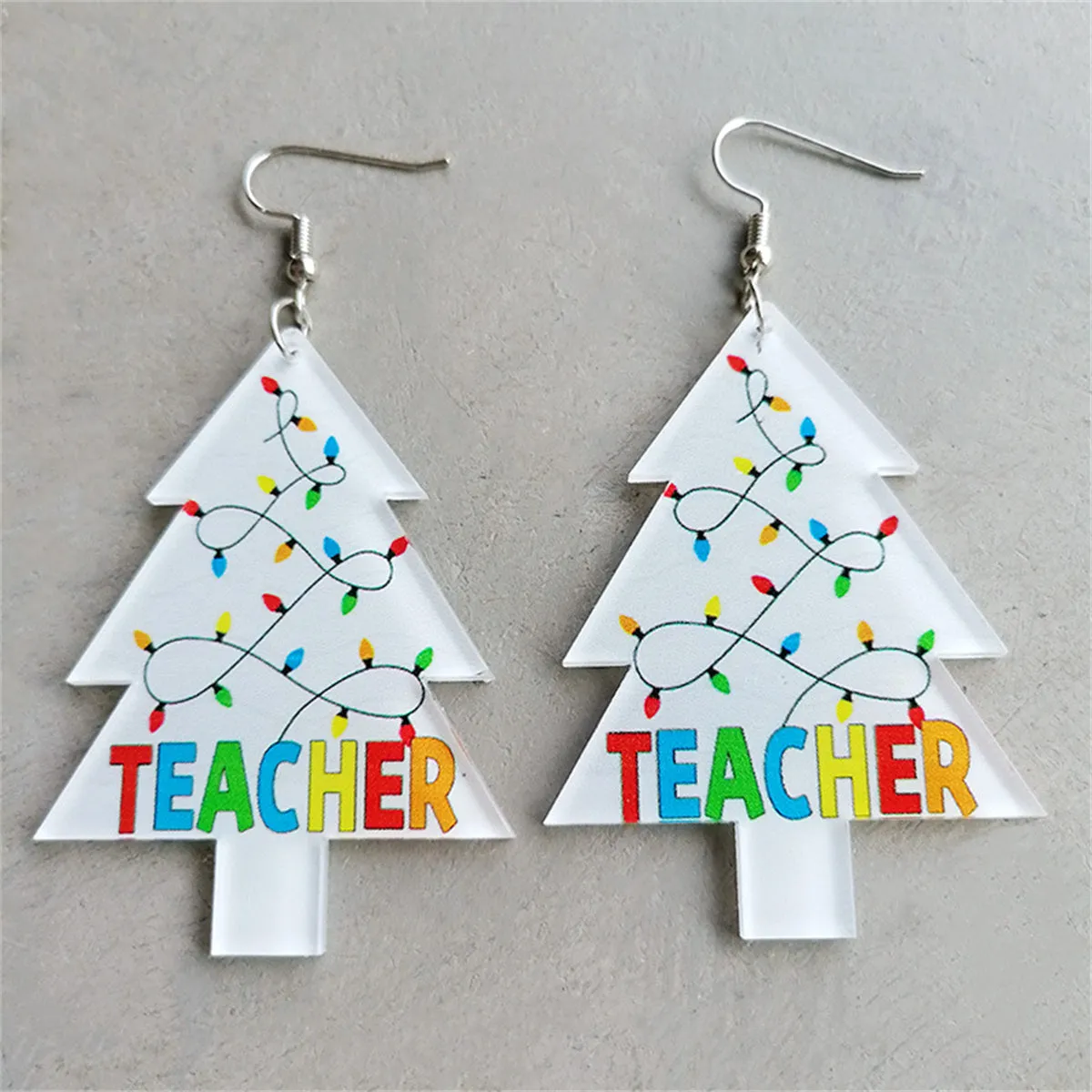 White Acrylic & Silver-Plated 'Teacher' Tree Drop Earrings