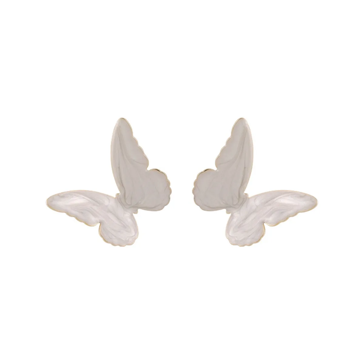 White & 18K Gold-Plated Butterfly Stud Earrings