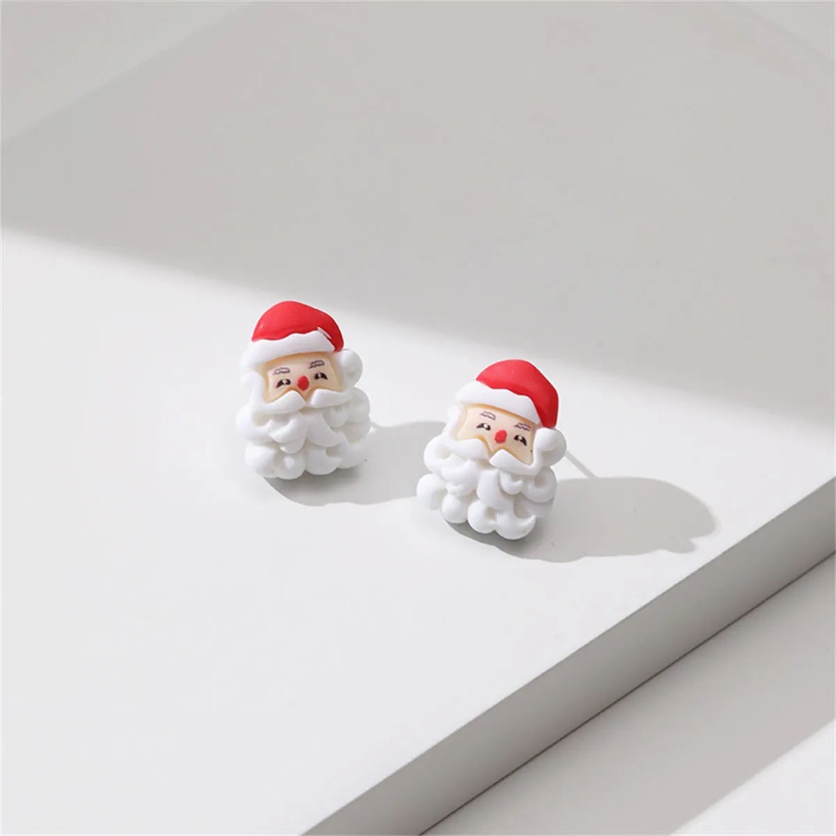 White & Red Santa Face Stud Earrings