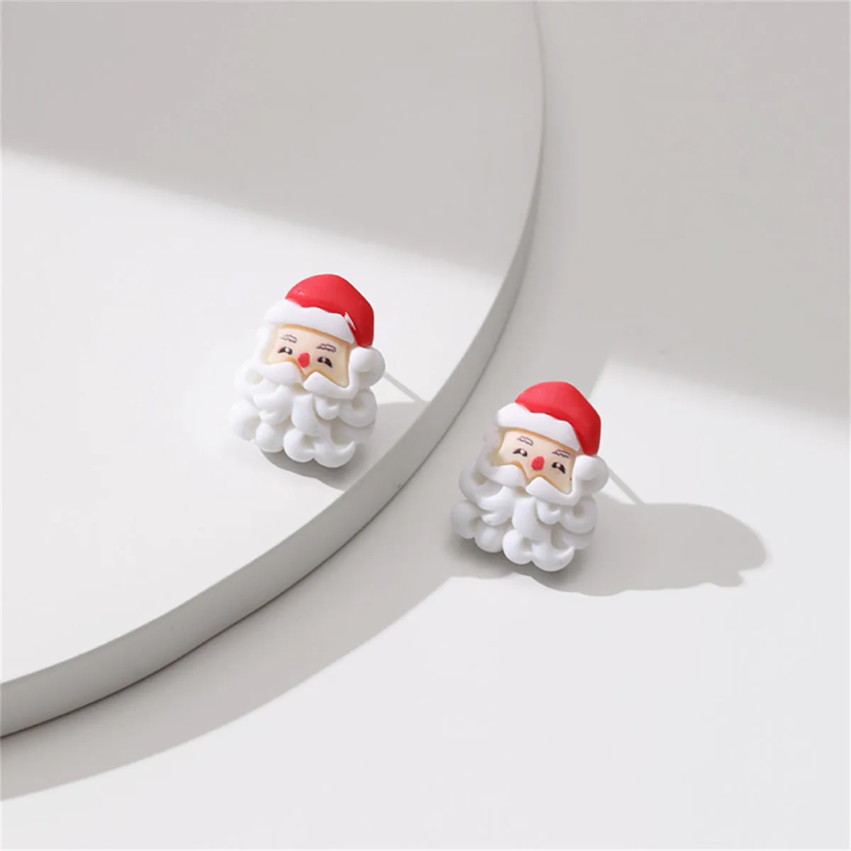 White & Red Santa Face Stud Earrings