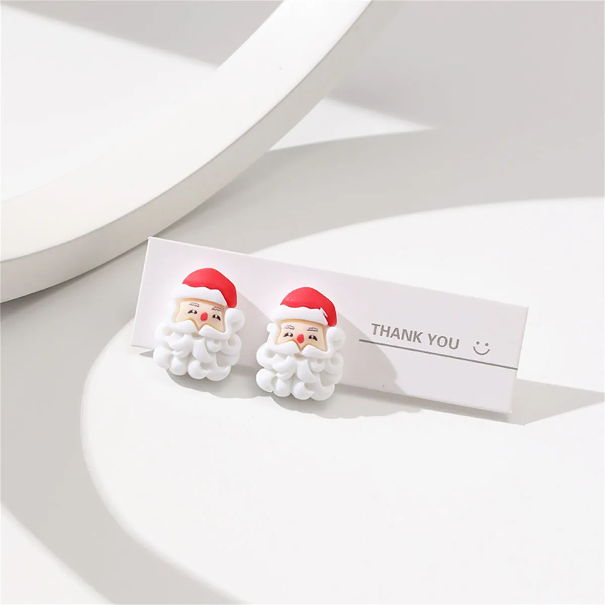 White & Red Santa Face Stud Earrings