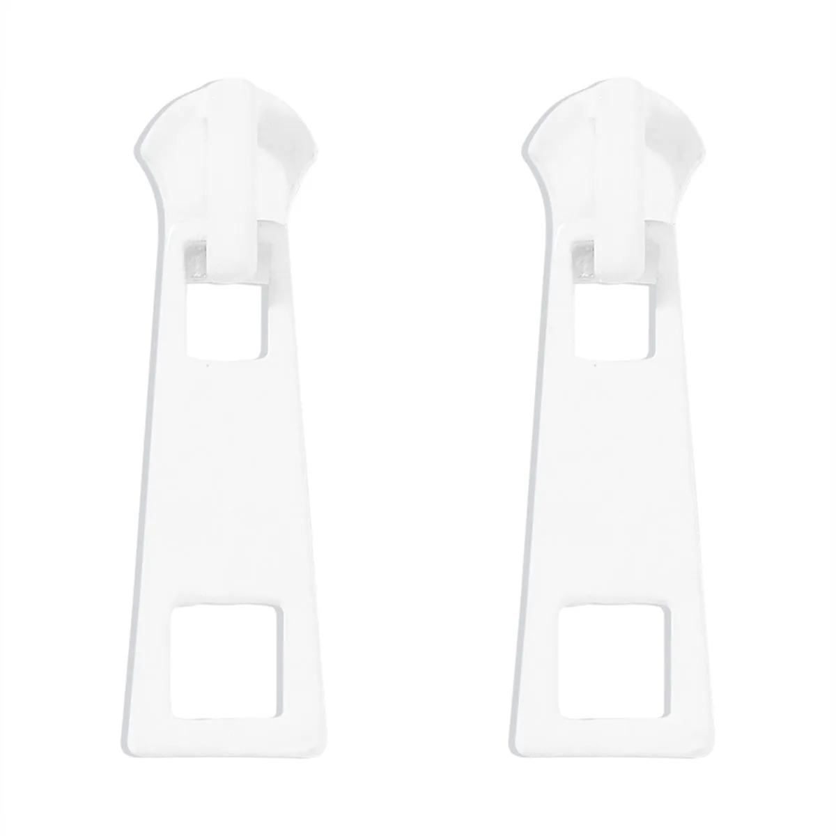 White Enamel & Silver-Plated Zip Drop Earrings