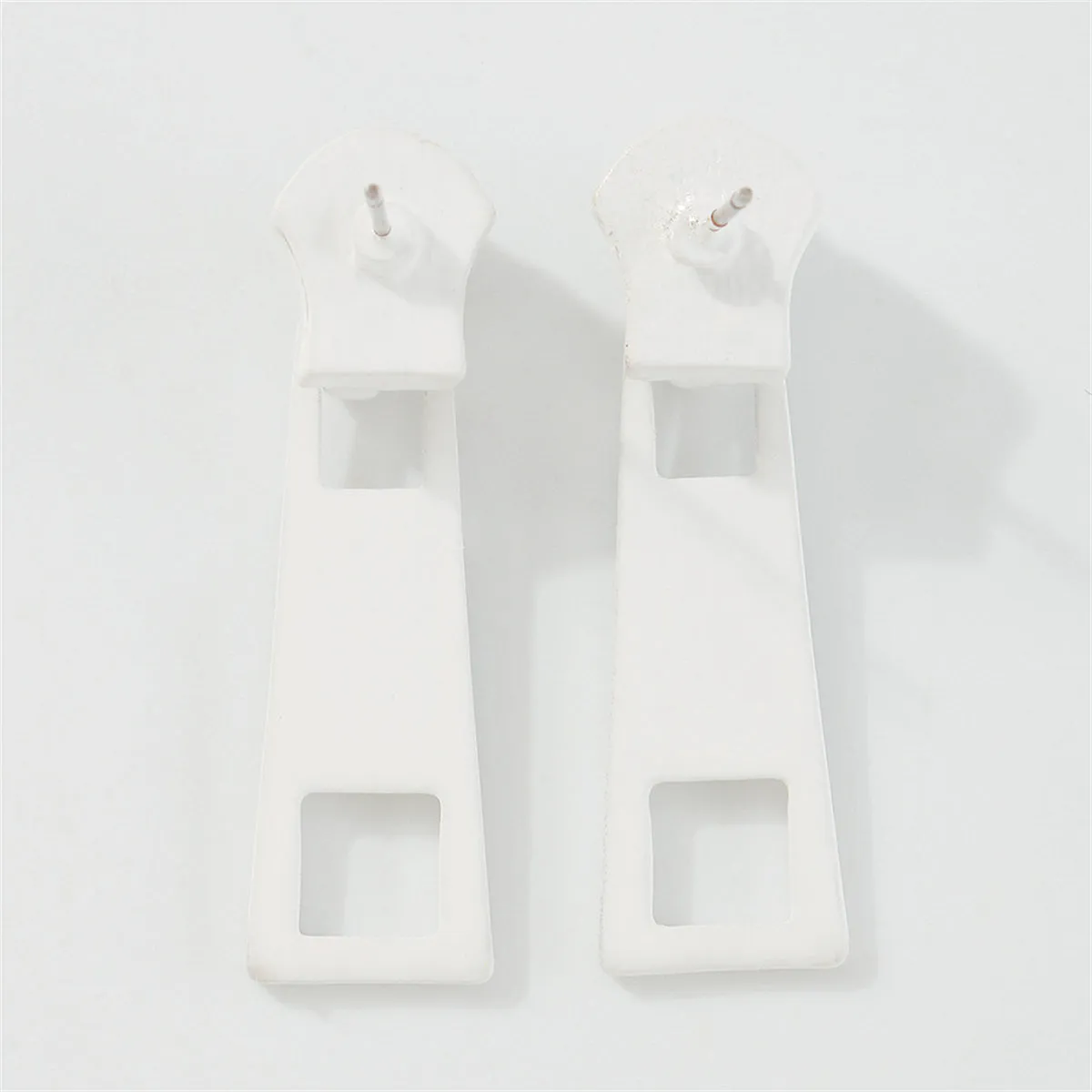 White Enamel & Silver-Plated Zip Drop Earrings