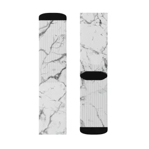 White Marble Adult Crew Socks