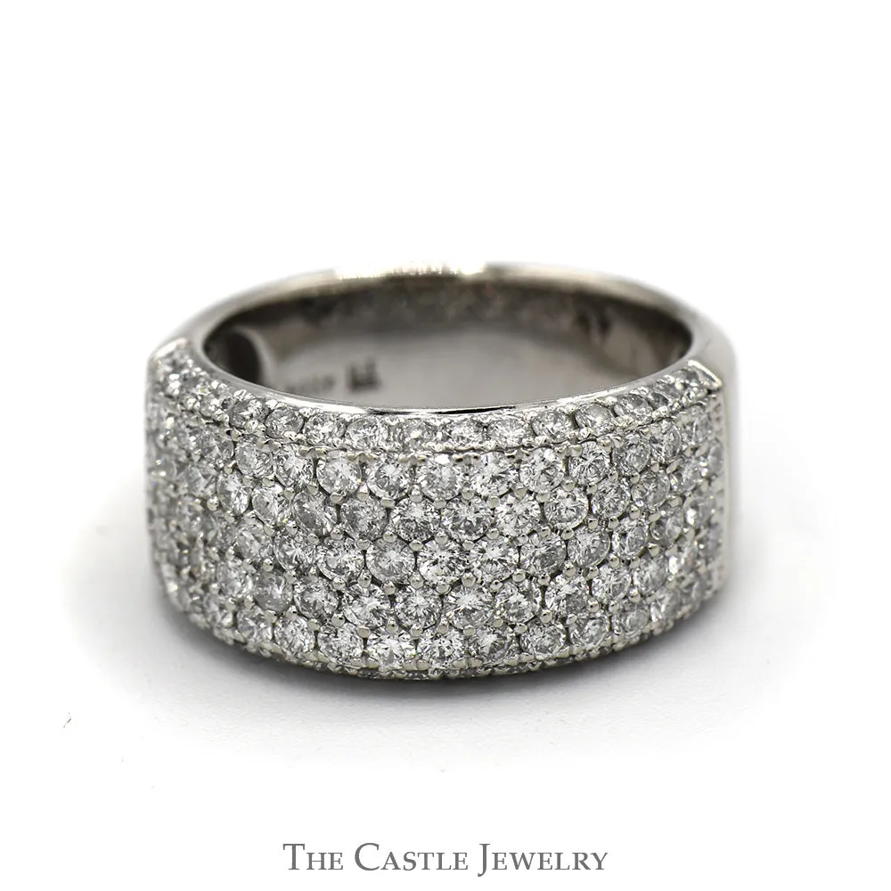 Wide 2cttw Round Diamond Cluster Band in 14k White Gold