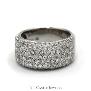 Wide 2cttw Round Diamond Cluster Band in 14k White Gold