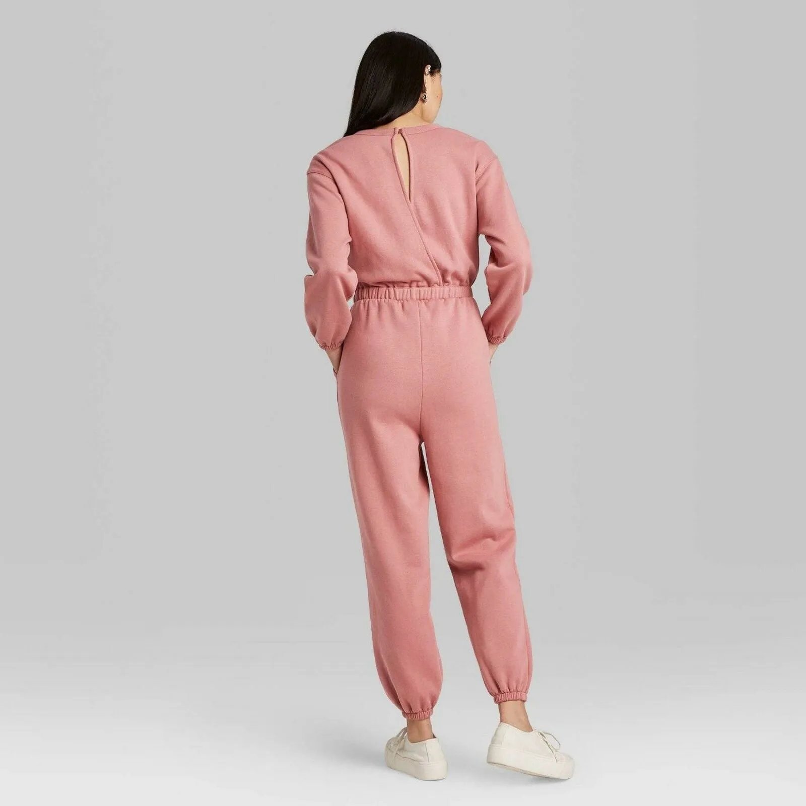 Wild Fable Women's Long Sleeve Round Neck Fleece Jumpsuit