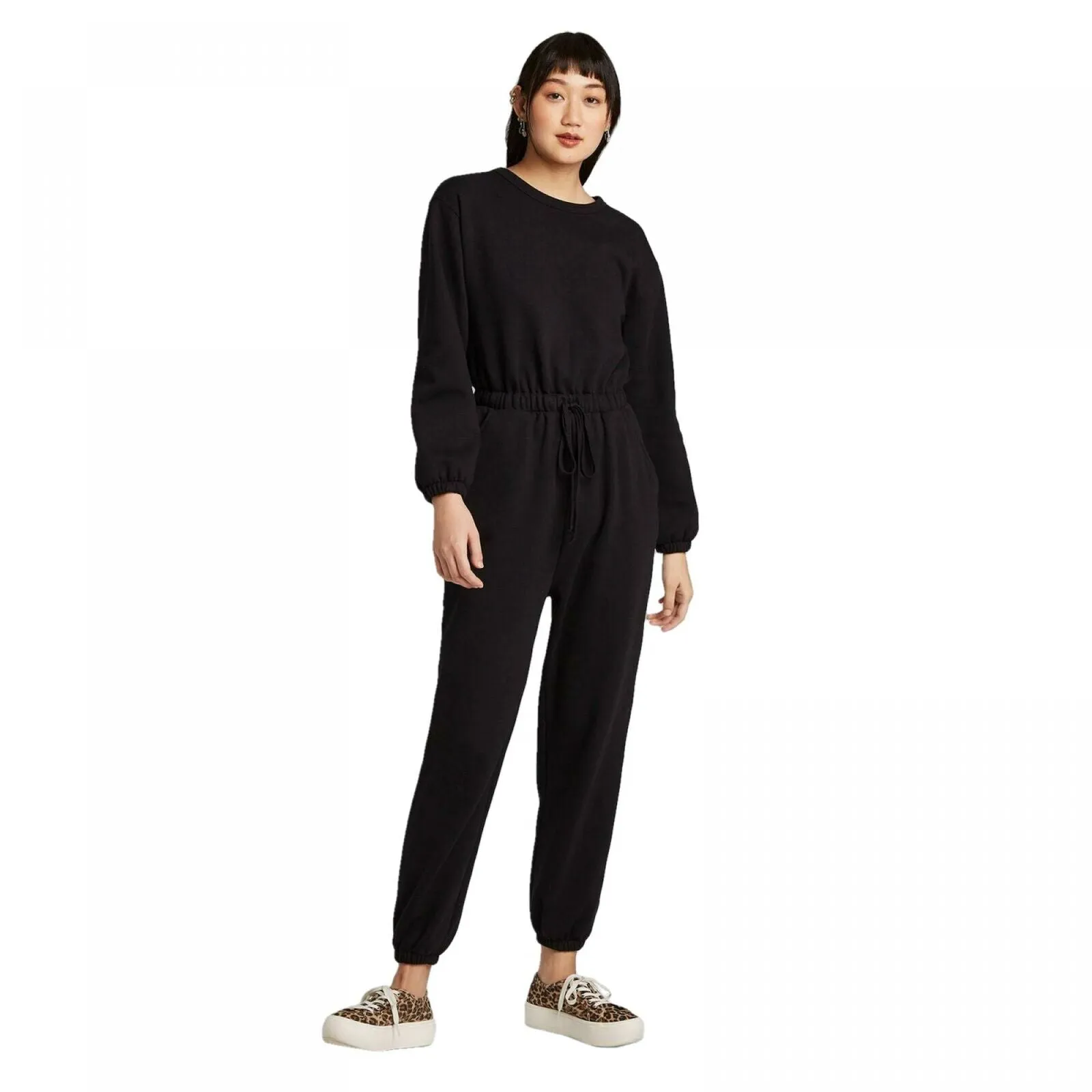 Wild Fable Women's Long Sleeve Round Neck Fleece Jumpsuit