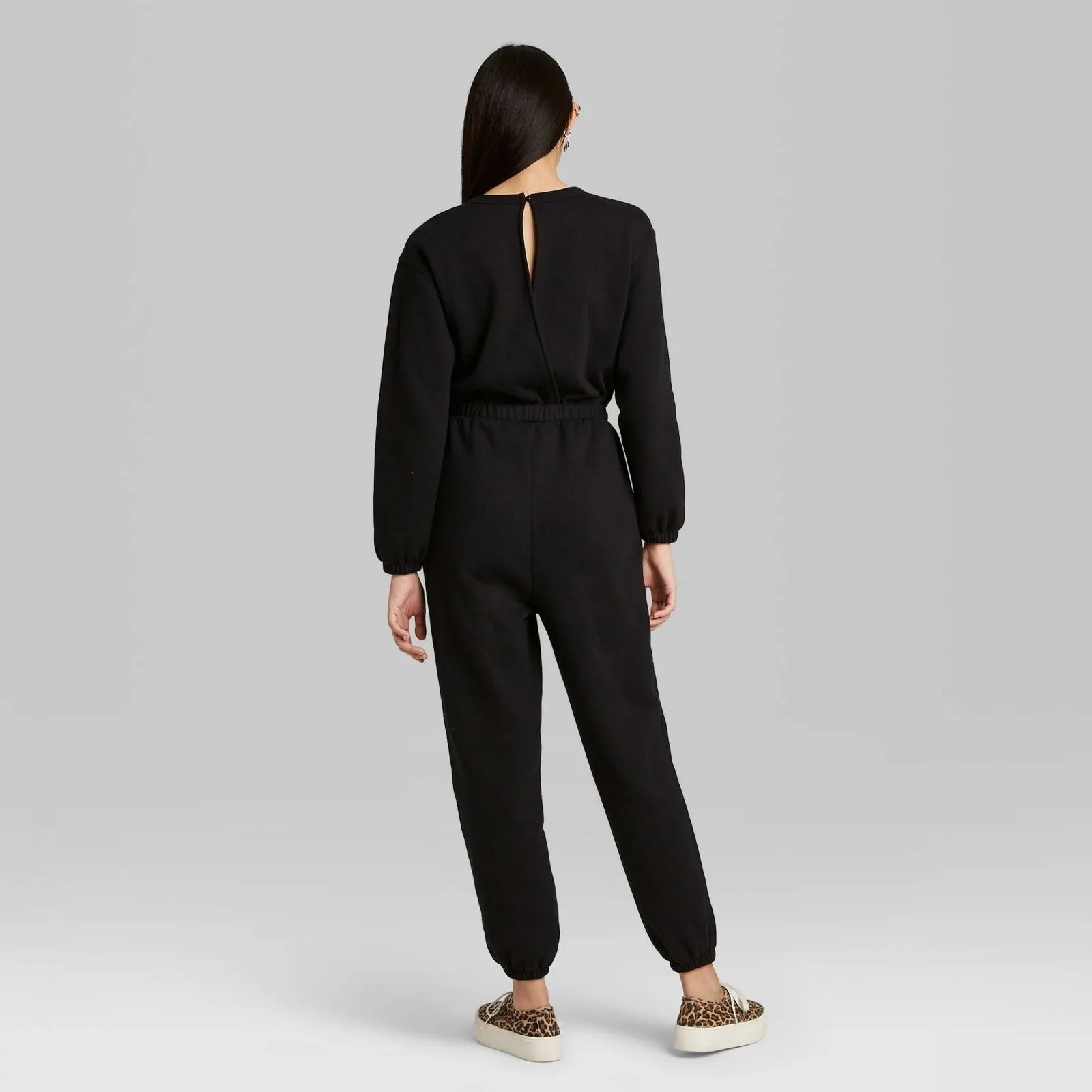 Wild Fable Women's Long Sleeve Round Neck Fleece Jumpsuit