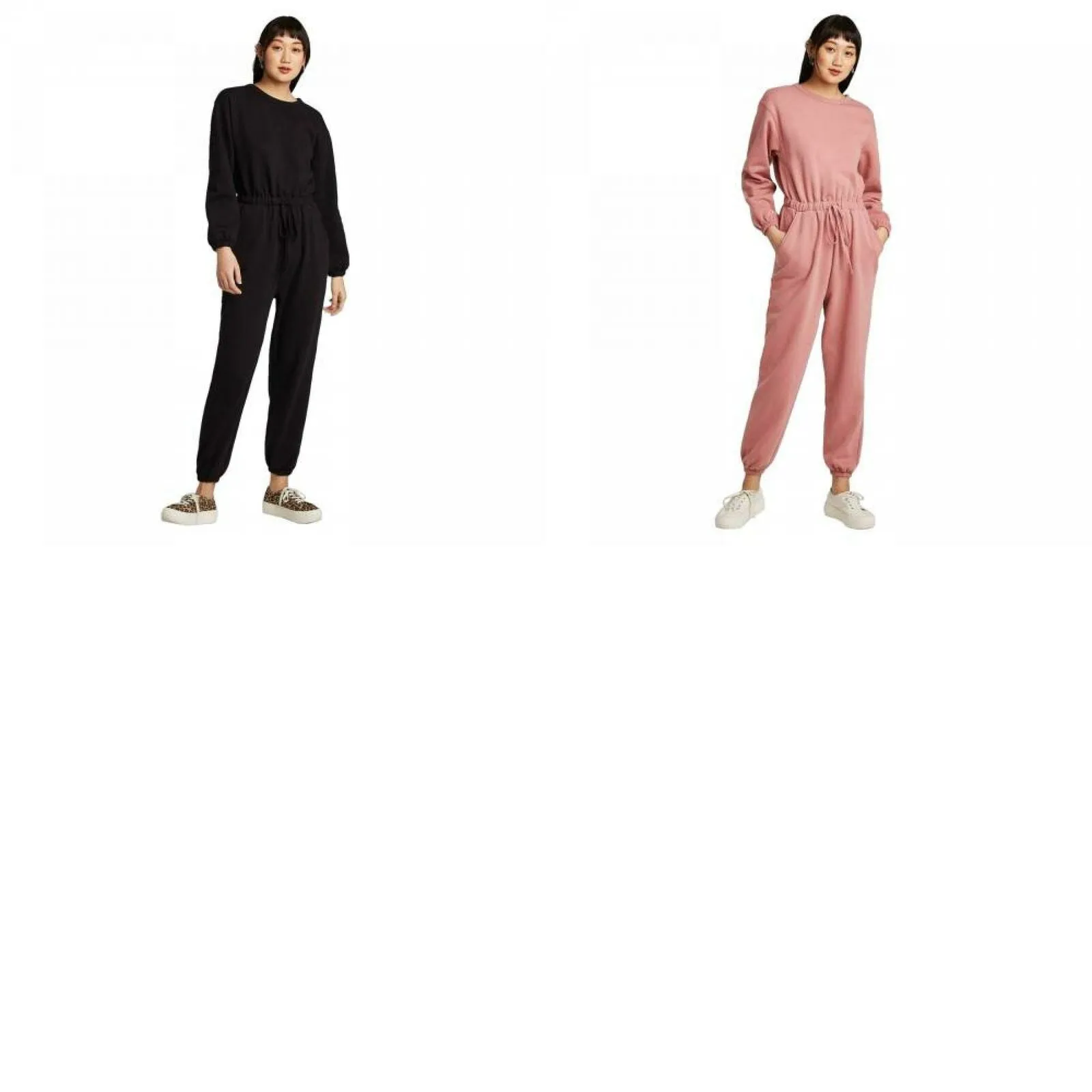 Wild Fable Women's Long Sleeve Round Neck Fleece Jumpsuit
