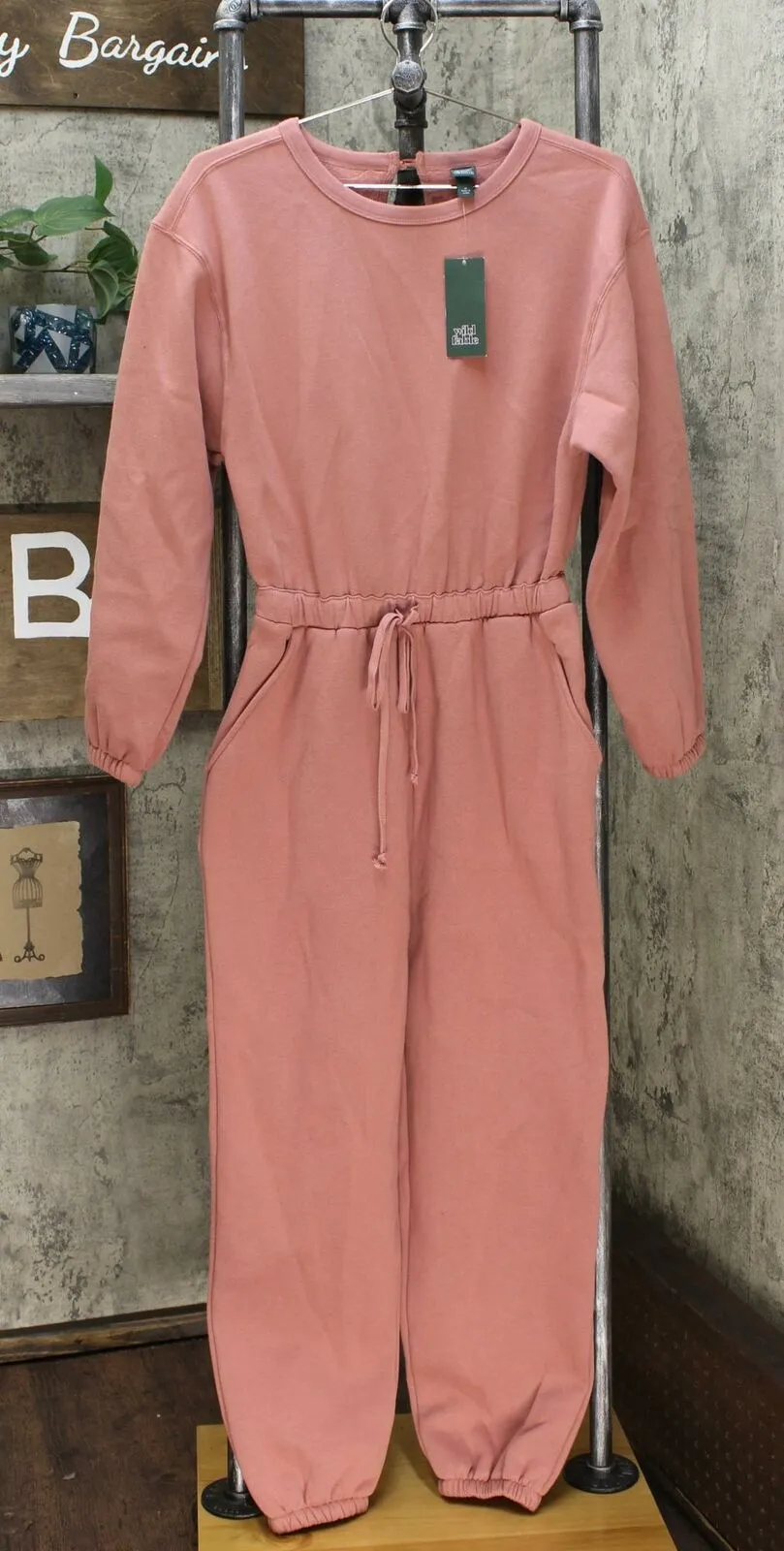 Wild Fable Women's Long Sleeve Round Neck Fleece Jumpsuit