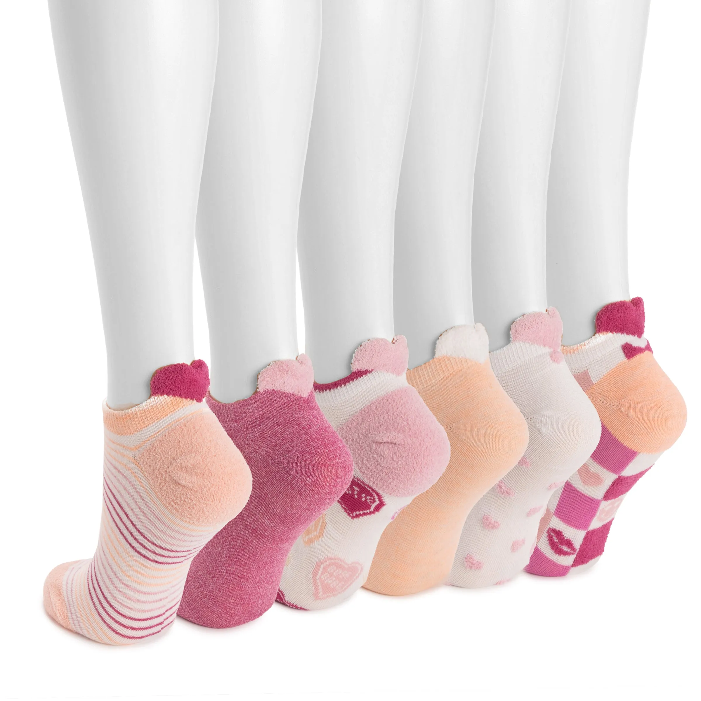 Women's 6 Pack 3D Tab Low-Cut Ankle Socks