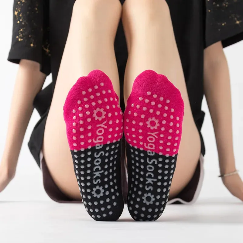 Women's Anti-Slip Yoga Socks - Cute Backless Bandage Pilates Socks for Ladies, Ballet Dance Fitness Slipper Cotton Sports Socks