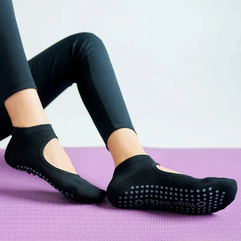 Women's Backless Breathable Yoga Socks - Silicone Non-Slip Pilates Socks for Ladies Fitness Ballet Dance, Cotton Gym Socks Slippers
