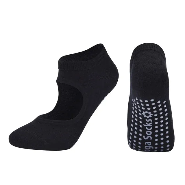 Women's Backless Breathable Yoga Socks - Silicone Non-Slip Pilates Socks for Ladies Fitness Ballet Dance, Cotton Gym Socks Slippers
