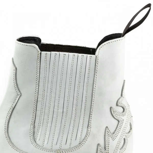 Women's Boots or Ankle Boots Handcrafted White Leather Urban 2487