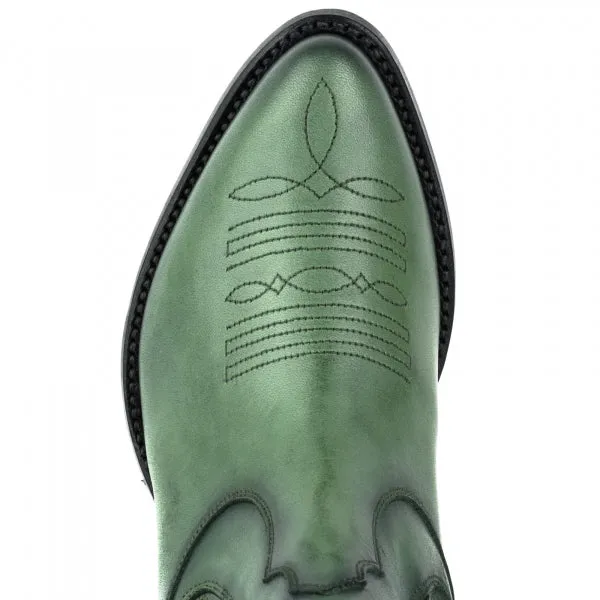 Women's Boots or Ankle Boots Handmade in Green Leather Urban 2487