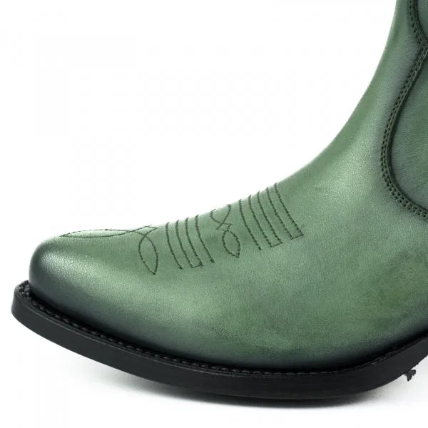 Women's Boots or Ankle Boots Handmade in Green Leather Urban 2487
