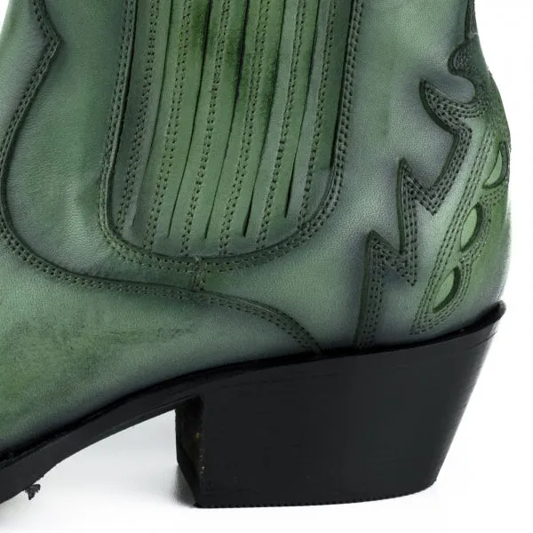 Women's Boots or Ankle Boots Handmade in Green Leather Urban 2487