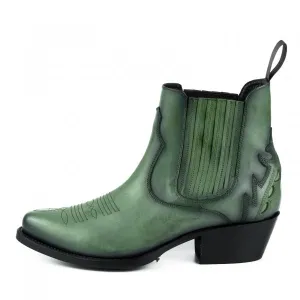 Women's Boots or Ankle Boots Handmade in Green Leather Urban 2487